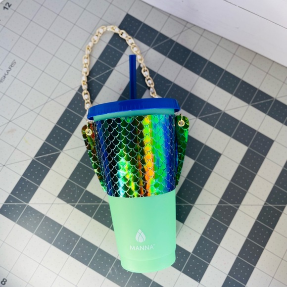 Tumbler and holder Coffee cup sleeve
 Faux Leather Mermaid print - Picture 6 of 7